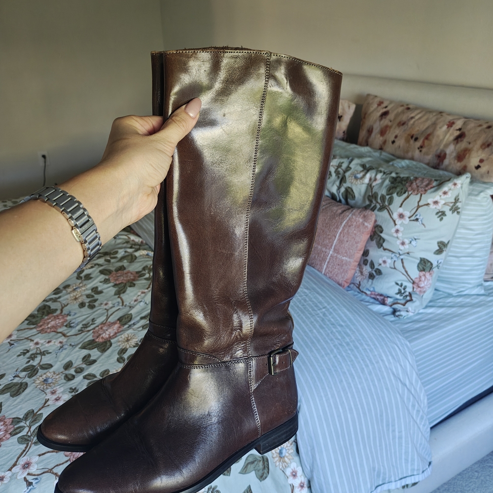 Made In Italy Tall Brown Leather Riding Boots